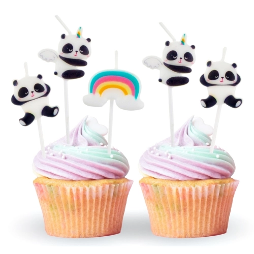 ŚWIECZKI ozdoby na tort URODZINY dekoracje urodzinowe ŚWIECZKA PANDA 5 szt